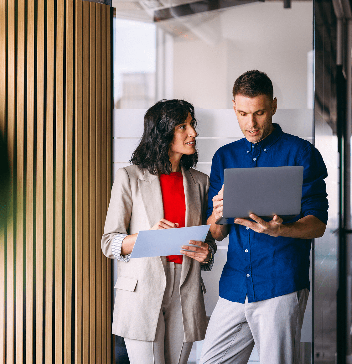Team collaborating in modern workspace